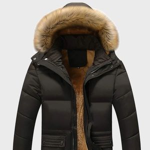 Fuzzy hooded puffer coat